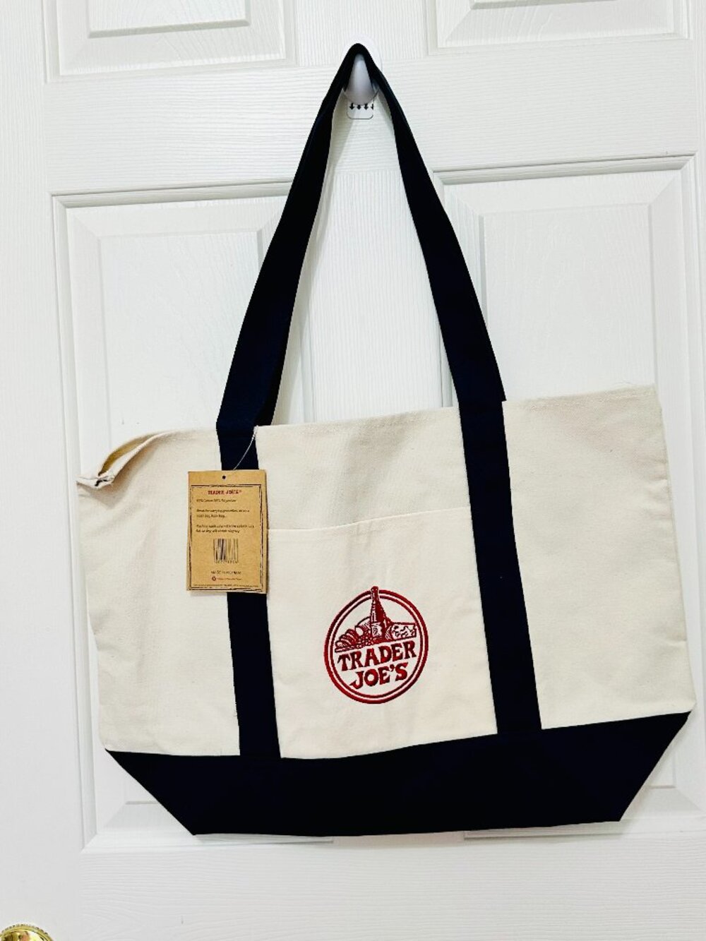 VIRAL TIKTOK TRADER JOE'S LARGE CANVAS REUSABLE TOTE UNISEX LIMTED EDITION BLUE